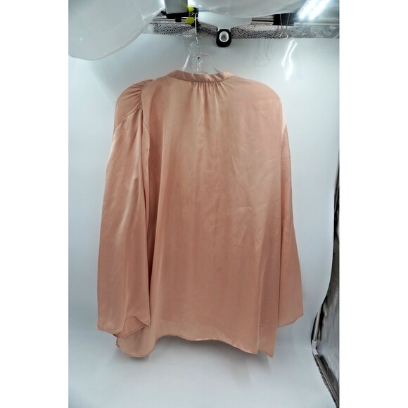 Zara Satin Nude/Golden V-Neck Tunic Wide Sleeve Flowy Blouse Size Xl - Picture 7 of 8